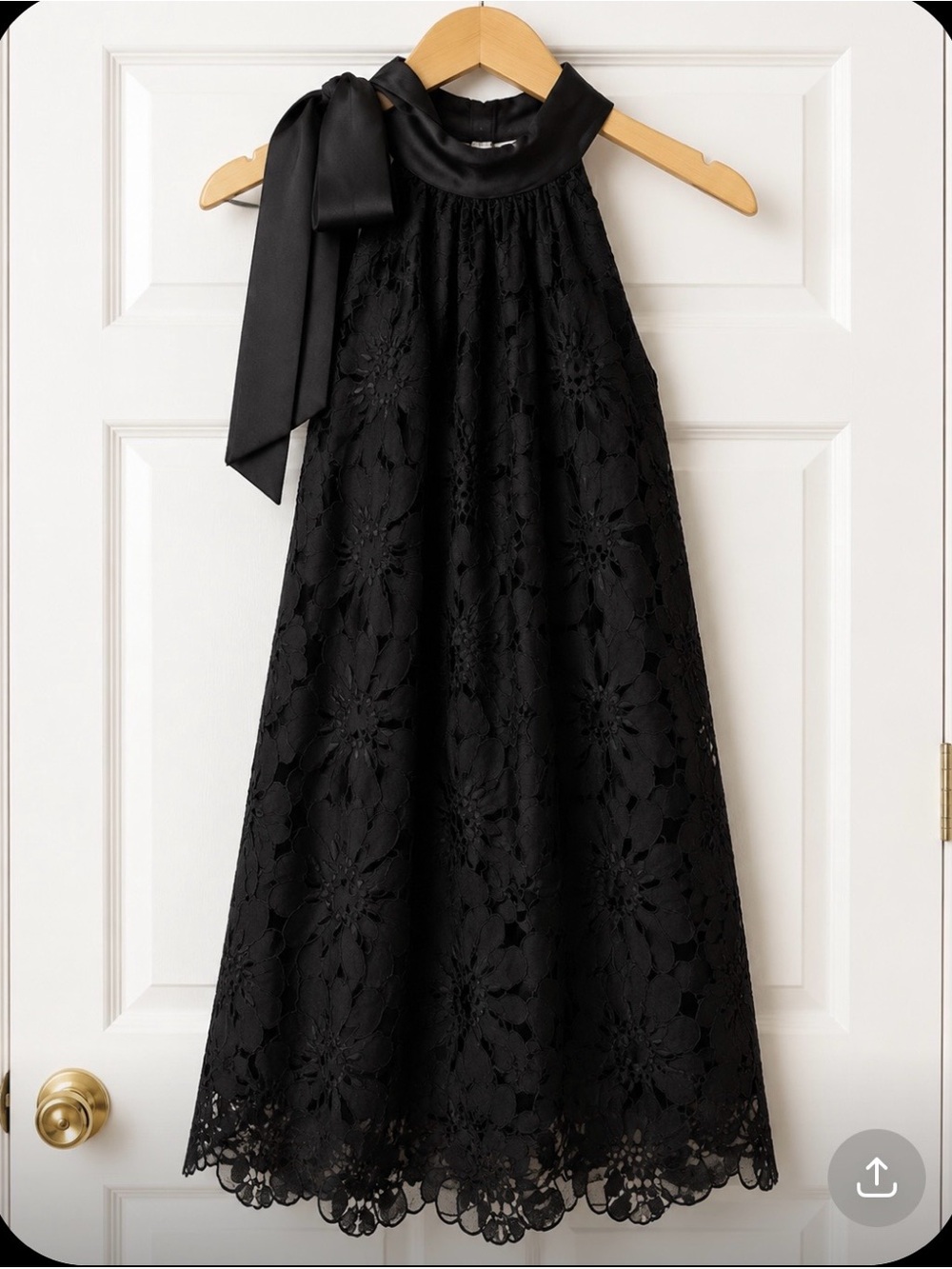 Maeve Black Lace Halter Maxi Dress with Bow Tie
